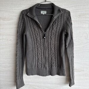 Dover Saddlery full-zip cable-knit sweater Gray Size Small